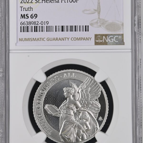 Platina St. Helena 1 oz 2022 in MS69 NGC slab