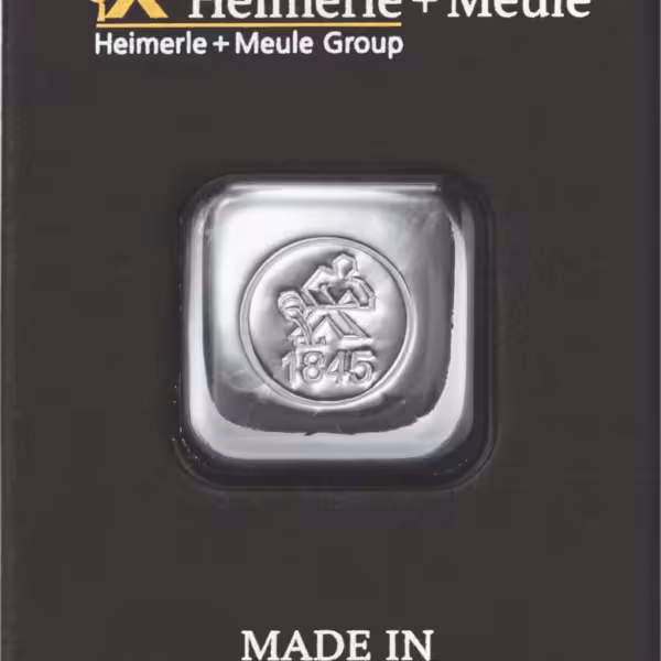 1 oz Heimerle Meule gegoten zilverbaar card