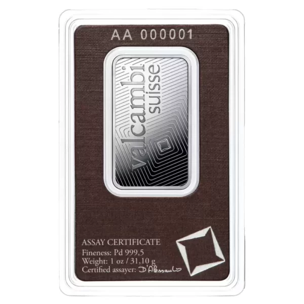 Palladium Valcambi 1 oz baar