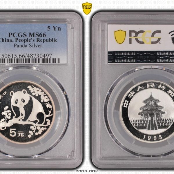 5 Yuan Panda 1993 zilver MS66 PCGS