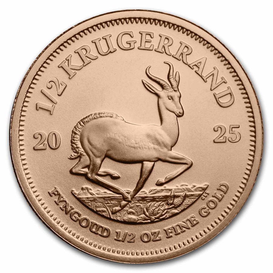 Gouden Krugerran 0.5 oz 2025 front 101munten Gouden Krugerrand 1/2 oz 2025