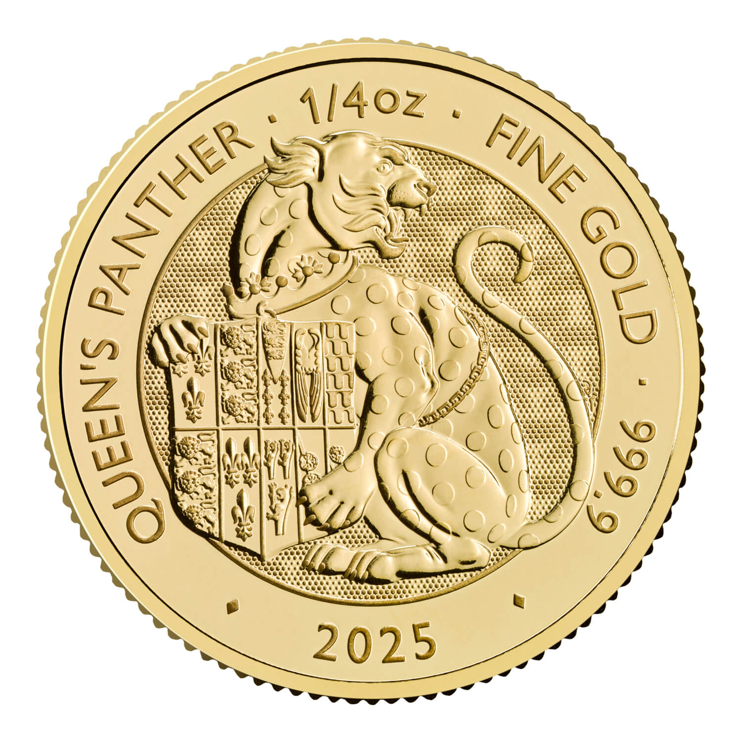 Gouden Tudor Beast 0.25 oz 2025 Queen's Panther front 101munten Queen's Panther 1/4 oz 2025