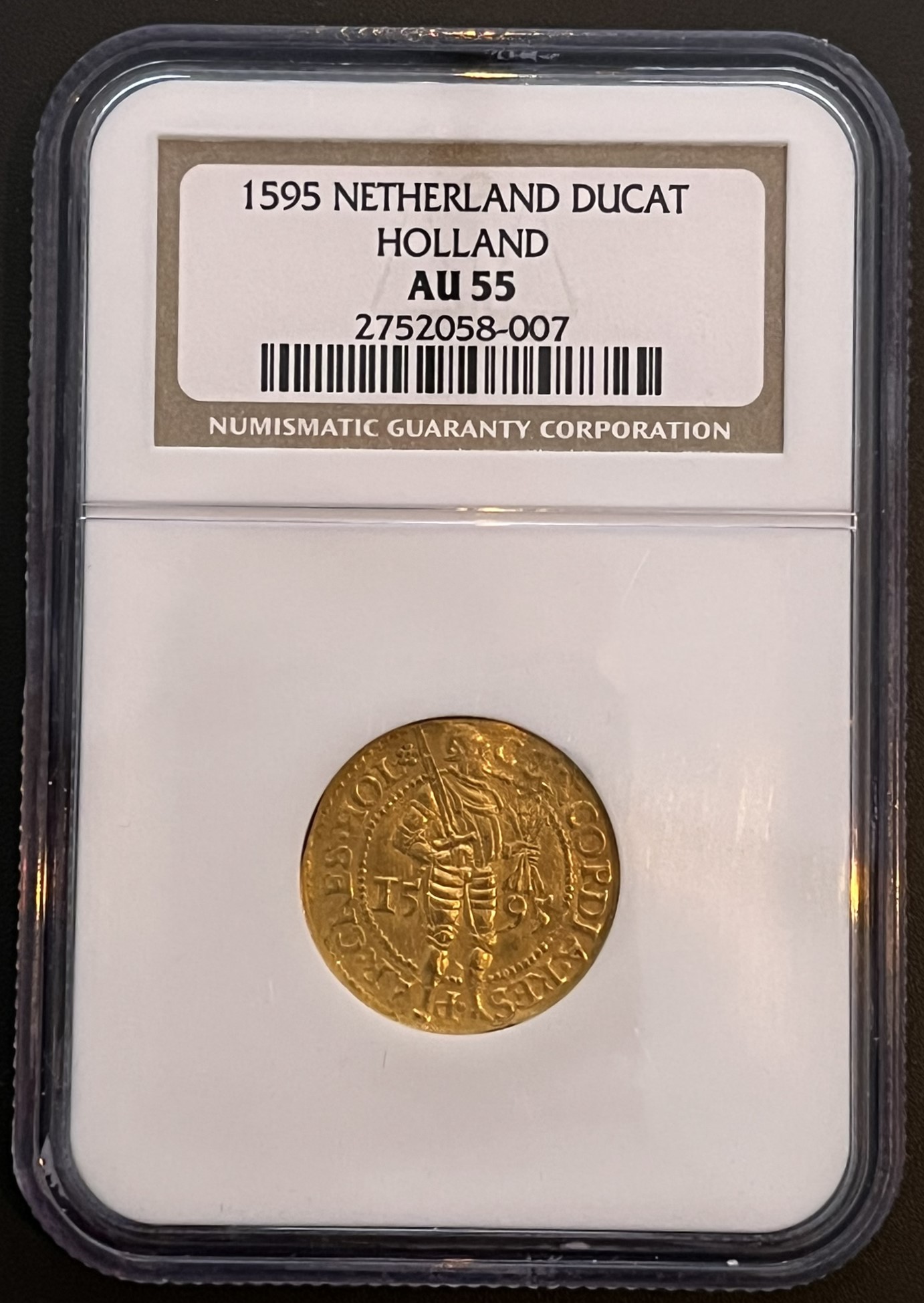 IMG_8113 Holland Gouden Dukaat 1595 AU55 NGC Spaans Type
