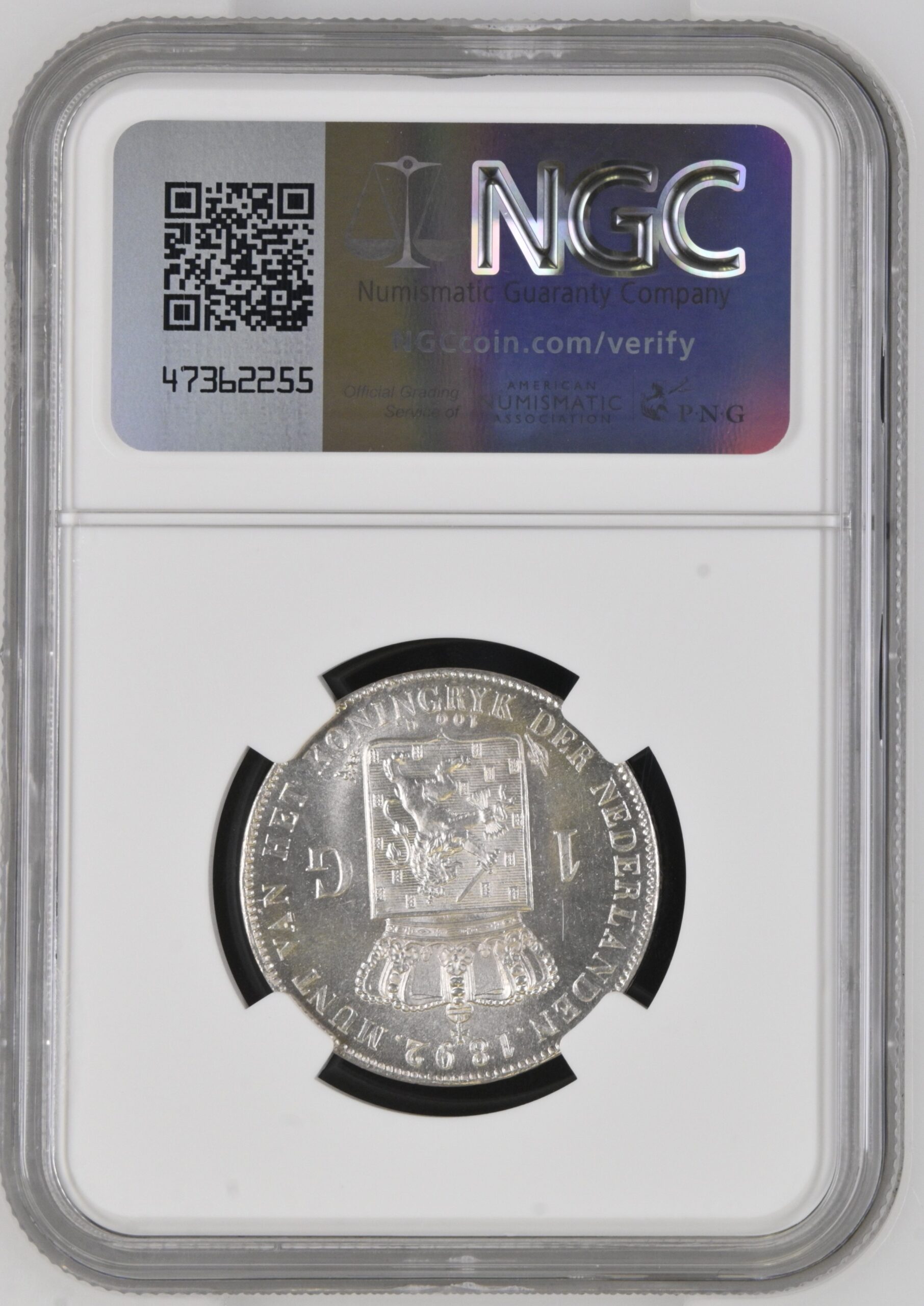 NGC6646194-001_REV Wilhelmina 1 Gulden 1892 MS64 NGC