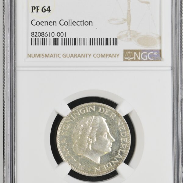 zilveren 1 gulden 1955 proof PF64 NGC Coenen Coll.