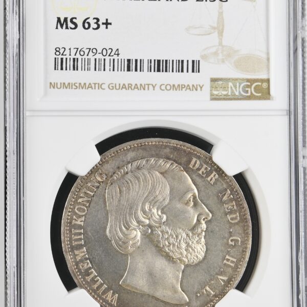 Koning Willem III 2 1/2 Gulden 1852 MS63+ NGC (Top pop 1/0)