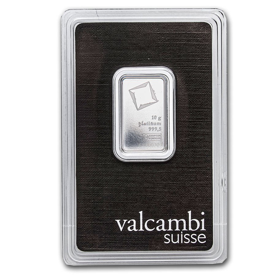 Platina Valcambi 10 gram met cert. front 101munten Platina 10 gram Valcambi