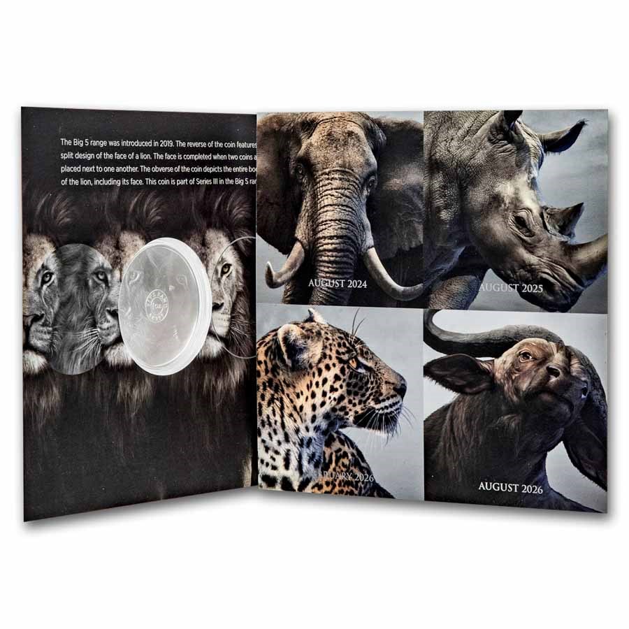 Big 5 Lion 1 oz 2025 Blister inside 101munten Big 5 Serie 3 - Lion 1 oz 2025