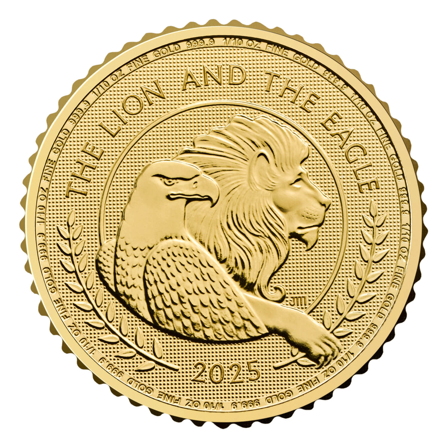 Gouden Lion and the Eagle 0.1 oz 2025 front 101munten Lion and the Eagle 1/10 oz 2025