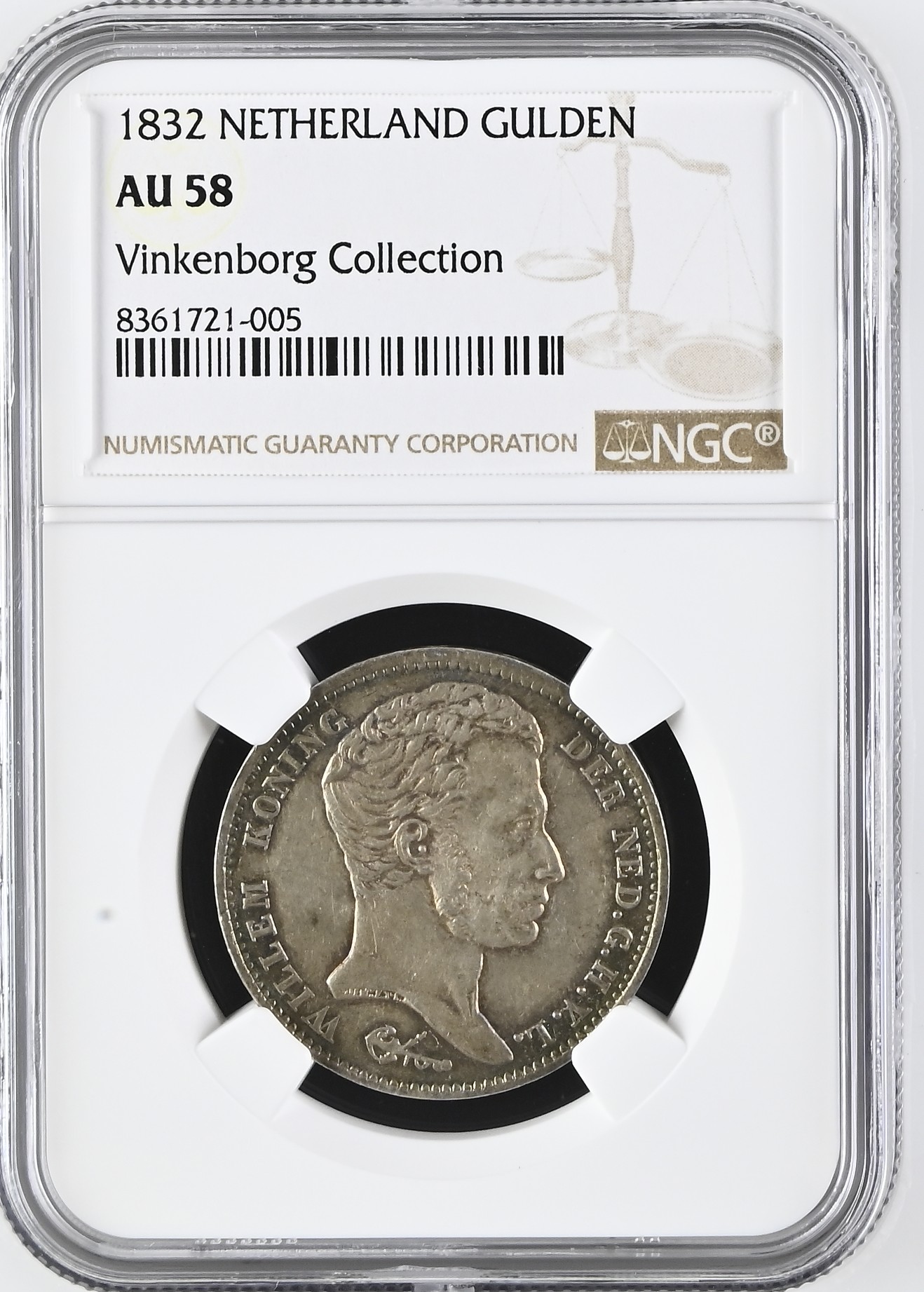 1 Gulden 1832 – NGC AU58 – Ex Vinkenborg 1 Gulden 1832 – NGC AU58 – Ex Vinkenborg