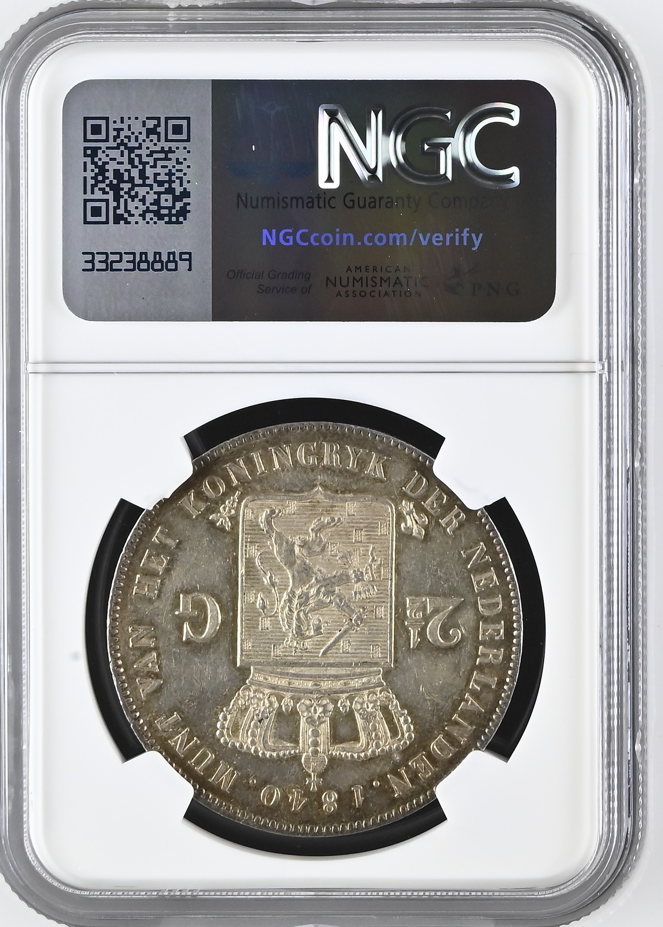 2.5 gulden 1840 MS61 NGC Ex Vinkenborg Collectie.1 2.5 gulden 1840 MS61 NGC Ex Vinkenborg Collectie