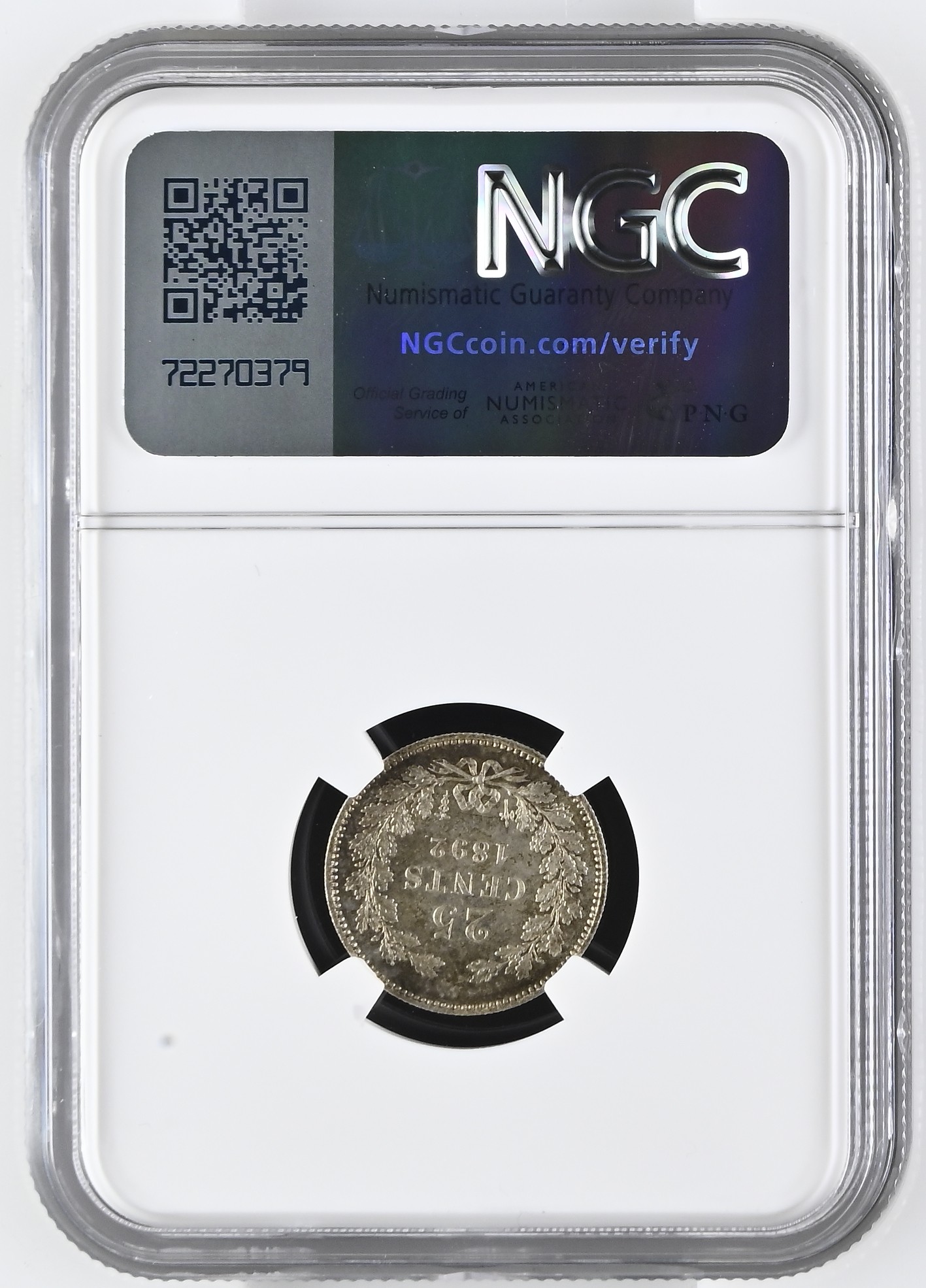 25 cent 1892 Proof PF63 NGC Ex Vinkenborg.1 25 cent 1892 Proof PF63 NGC Ex Vinkenborg