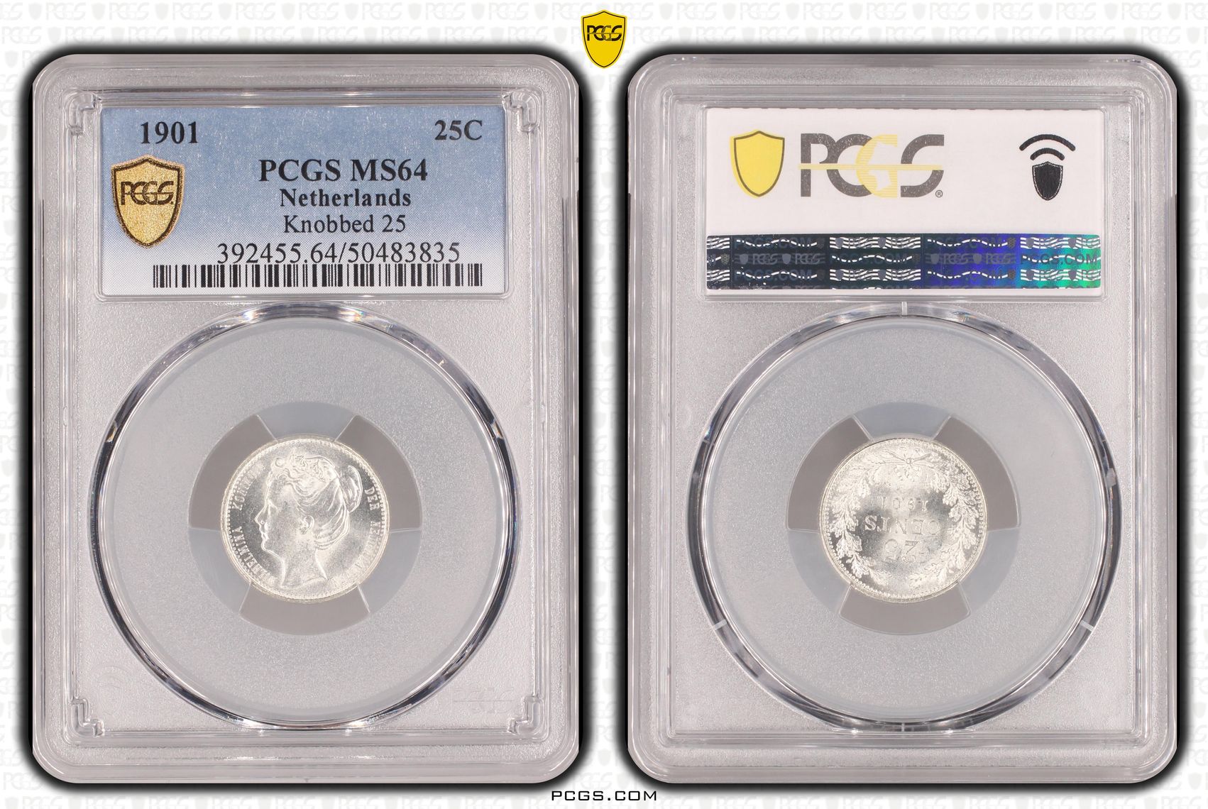 25 cent 1901 MS64 PCGS Smalle Hals 25 cent 1901 MS64 PCGS Smalle Hals