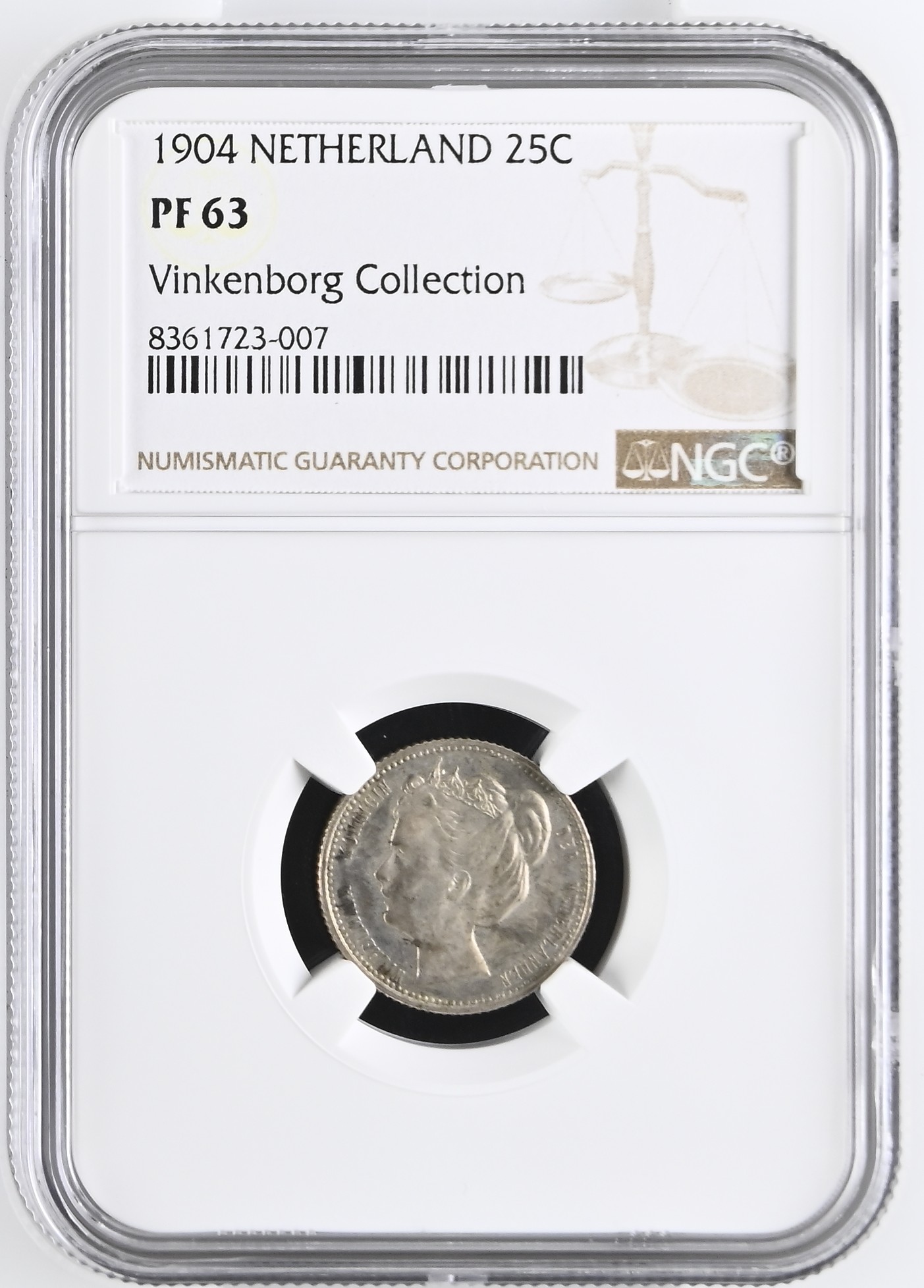 25 cent 1904 Proof PF63 NGC Ex Vinkenborg 25 cent 1904 Proof PF63 NGC Ex Vinkenborg