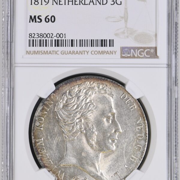 3 GULDEN 1819 MS60 NGC