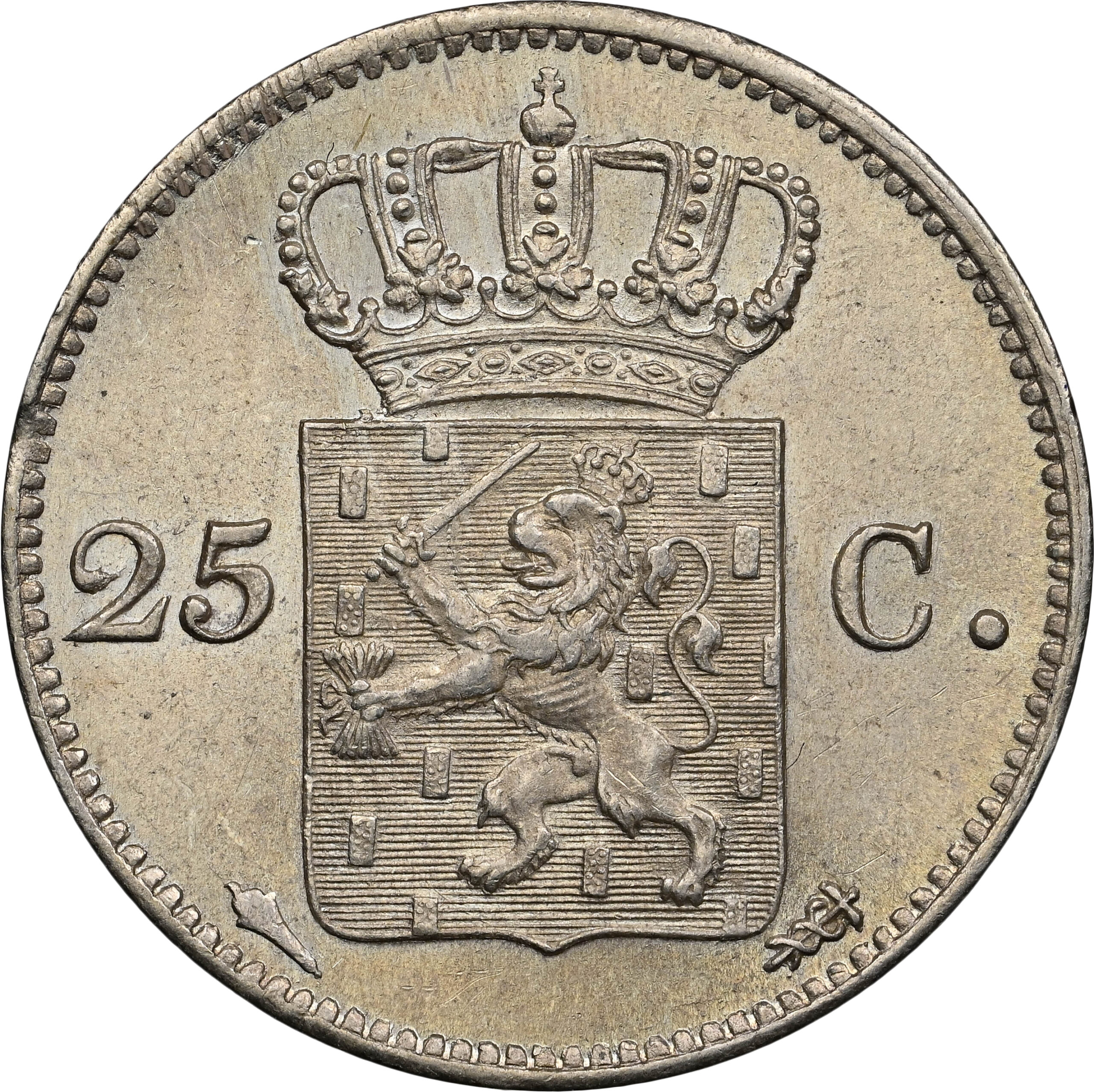 8213337-007R 25 cent 1830 Utrecht MS63 NGC