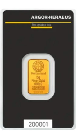 Argor Heraeus 5 gram goudbaar