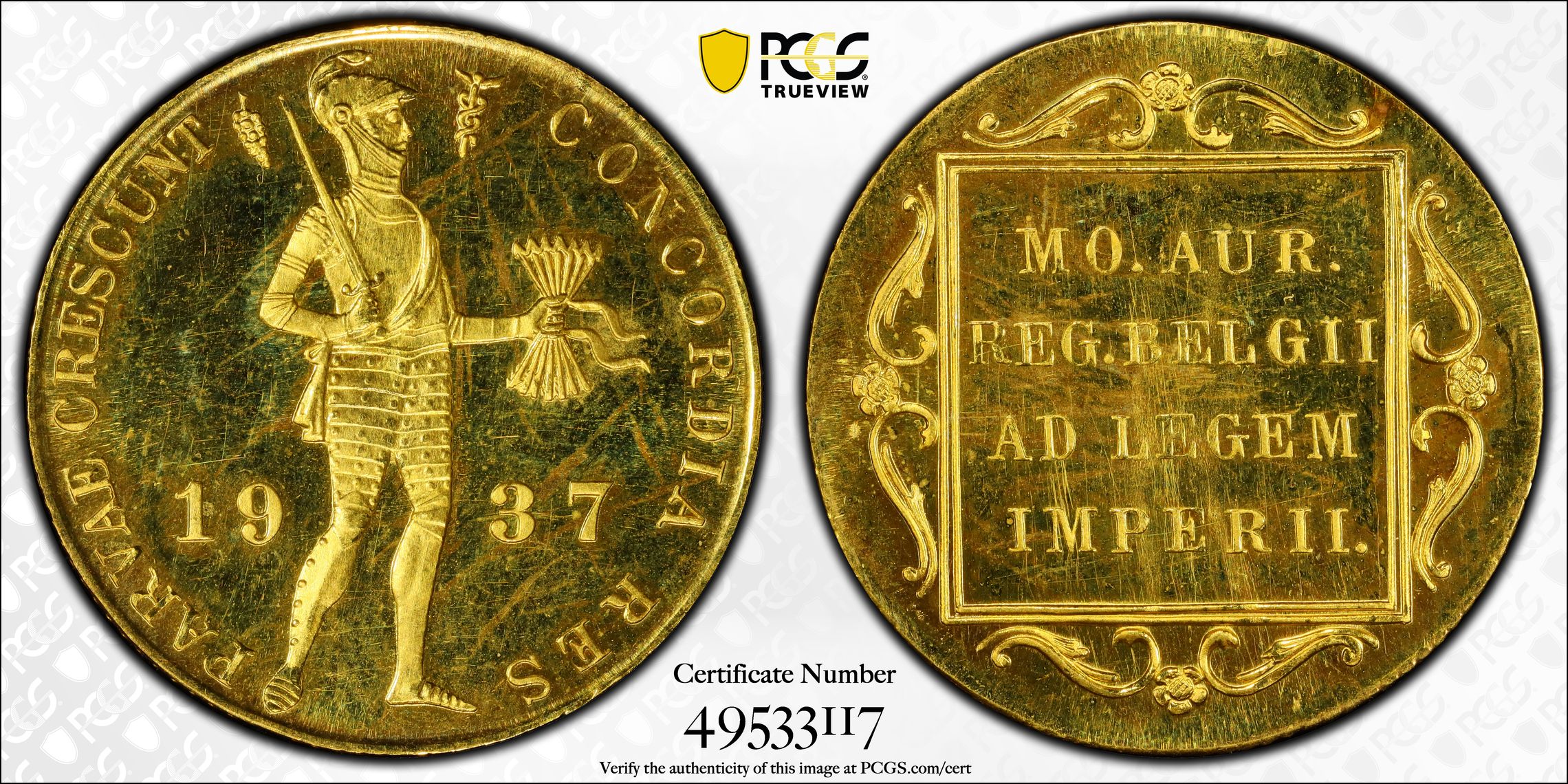 Gouden dukaat 1937 proof PR64CAM Gouden dukaat 1937 proof PR64CAM