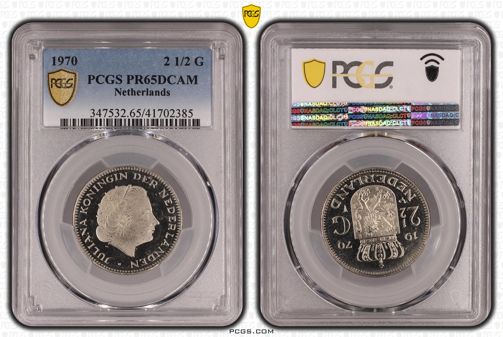 Koningin Juliana 2.5 gulden 1970 Proof PR65DCAM PCGS Koningin Juliana 2 1/2 gulden 1970 Proof PR65DCAM PCGS