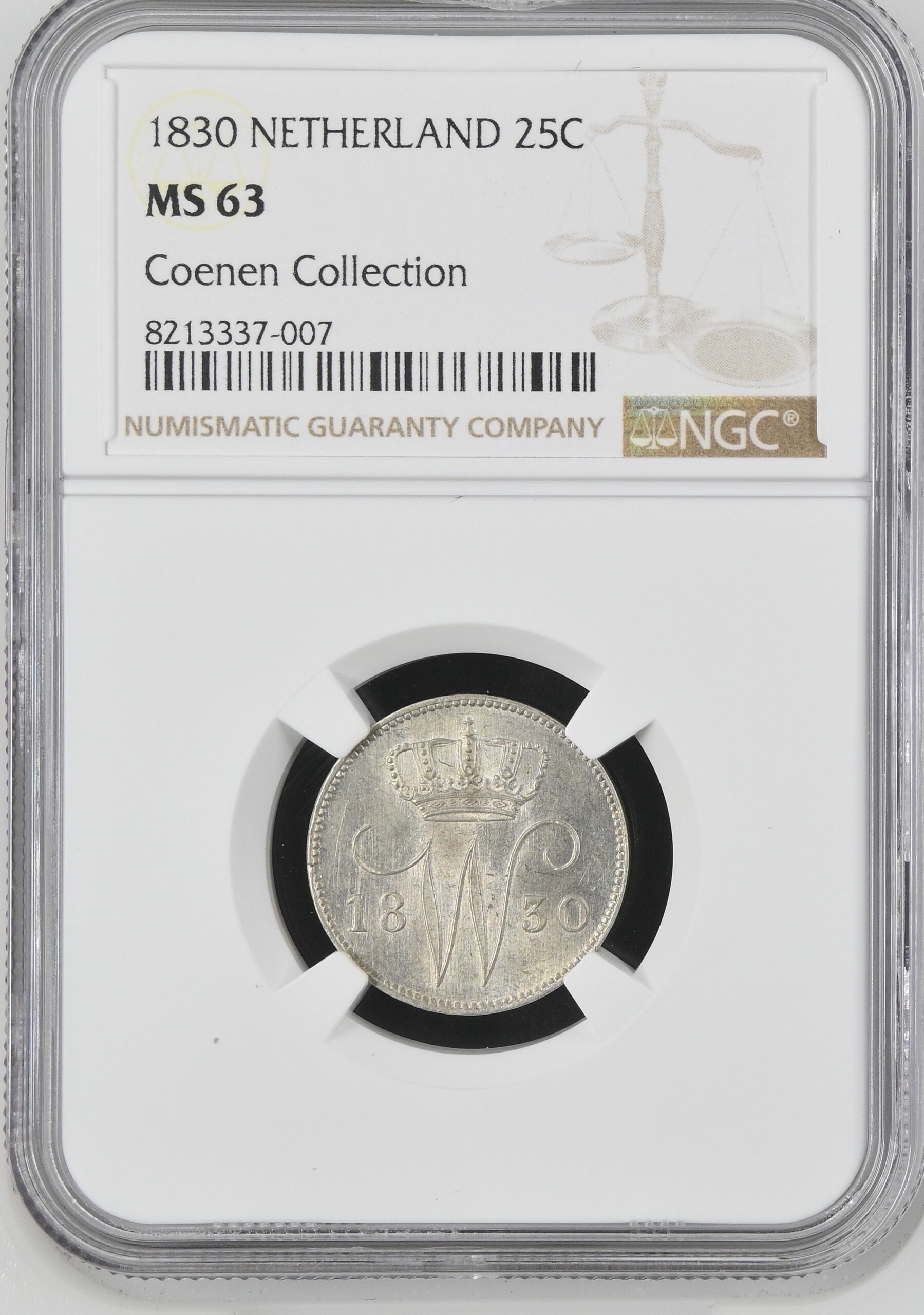 NGC8213337-007_OBV 25 cent 1830 Utrecht MS63 NGC