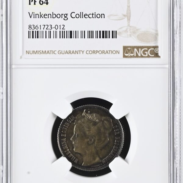 Koningin Wilhelmina halve gulden 1908 Proof PF64 NGC Ex Vinkenborg