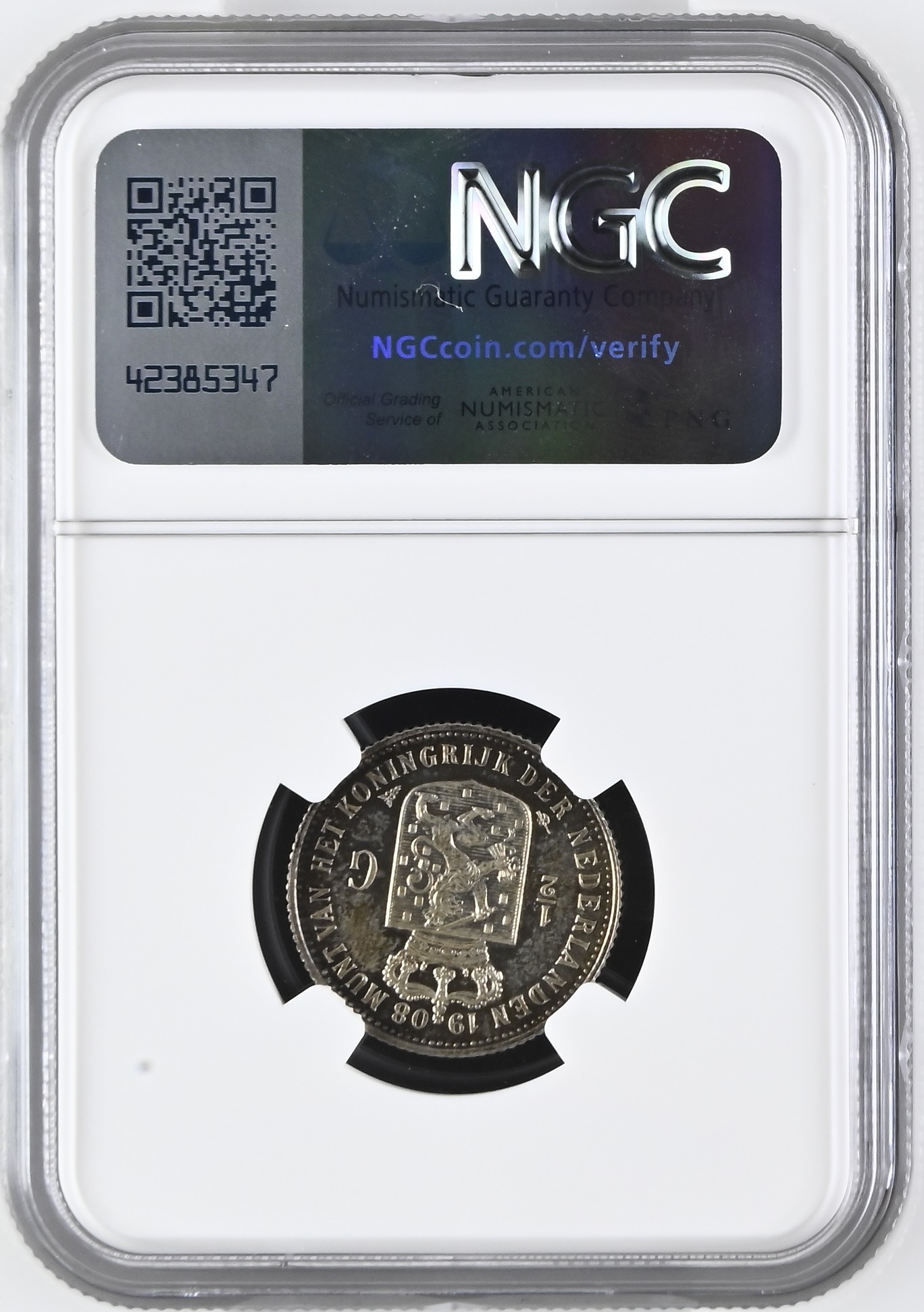 NGC8361723-012_REV Koningin Wilhelmina halve gulden 1908 Proof PF64 NGC Ex Vinkenborg