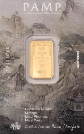 Pamp goudbaar 5 gram Lucy Buddha back 101munten lucky buddha