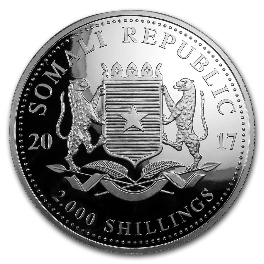 Somalische Olifant 1 kg 2017 Giant moon back 101munten Somalische olifant Giant Moon 1 kg 2017