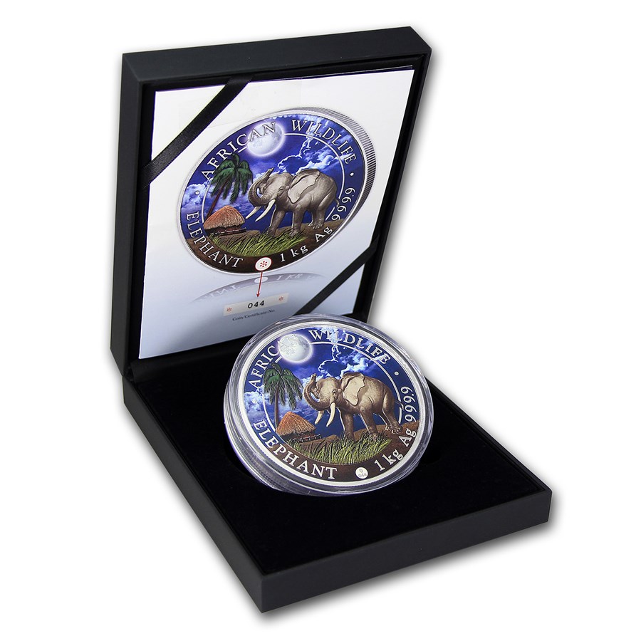 Somalische Olifant 1 kg 2017 Giant moon box 101munten Somalische olifant Giant Moon 1 kg 2017