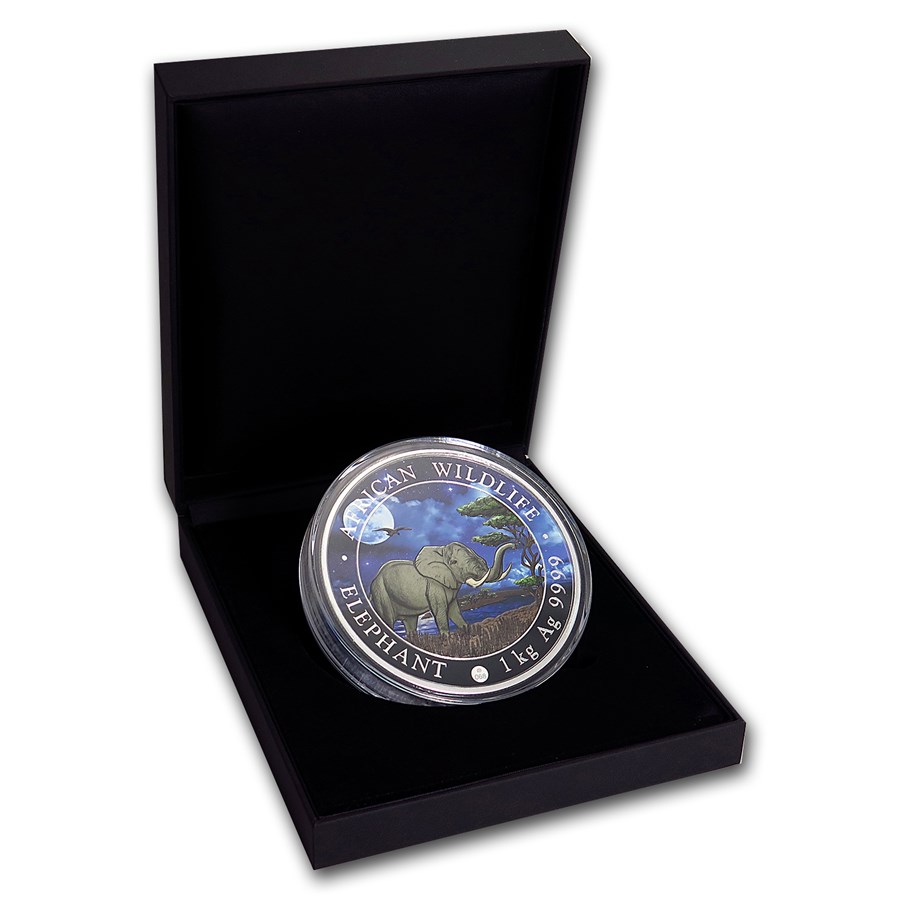 Somalische Olifant 1 kg 2019 Giant moon box 101munten Somalische olifant Giant Moon 1 kg 2019