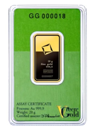 Valcambi 20 gram goudbaar Green front 101munten 10 gram Valcambi Green