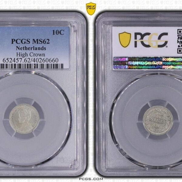 10 cent 1912 hoge kroon MS62 PCGS kopje 1910