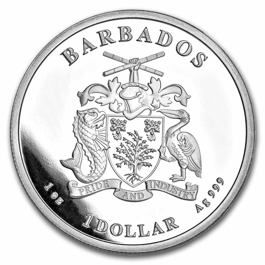 Barbados Pelican 1 oz 2023 back 101munten Barbados Caribbean Pelican 1 oz 2023