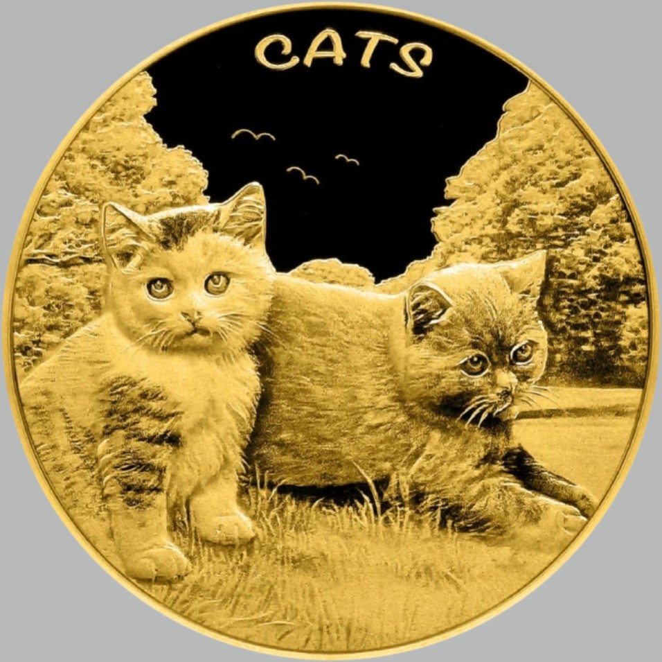 Gouden Fiji Cats 0.1 oz 2024 prooflike front 101munten Gouden fiji cats