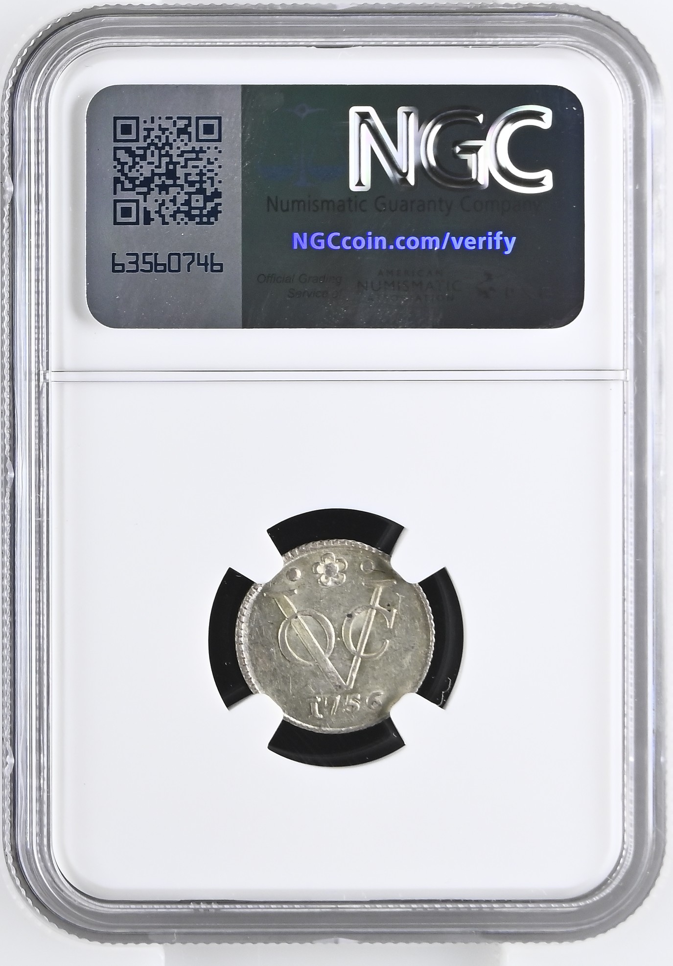 NGC8361723-020_REV Zilveren 1/2 Duit VOC Holland 1756 – MS62 NGC | Ex-Vinkenborg Collectie