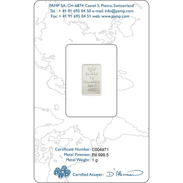 Palladium Pamp Suisse 1 gram Lady Fortuna.1