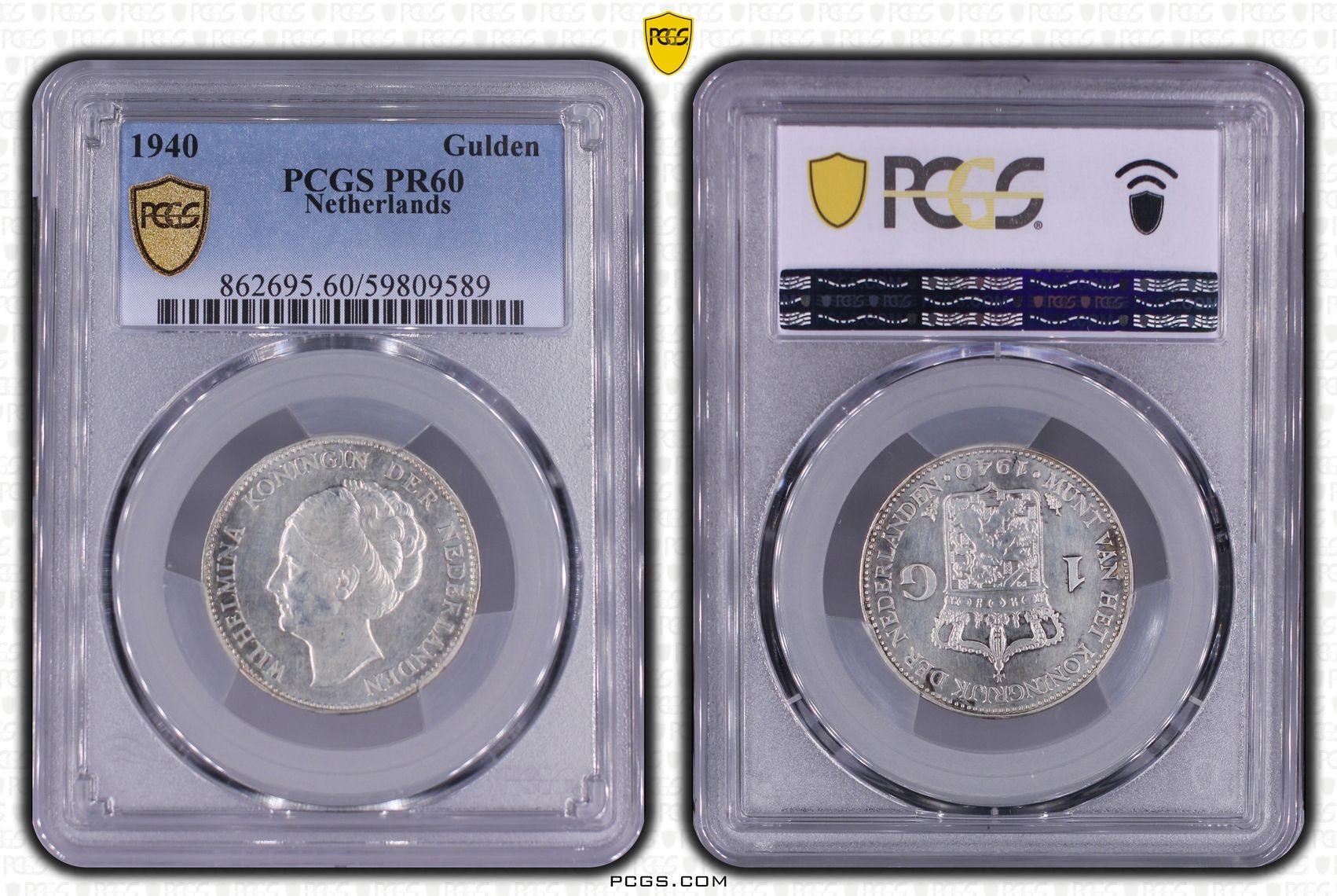 1 gulden 1940 Proof PR60 PCGS slab 1 gulden 1940 Proof PR60 PCGS