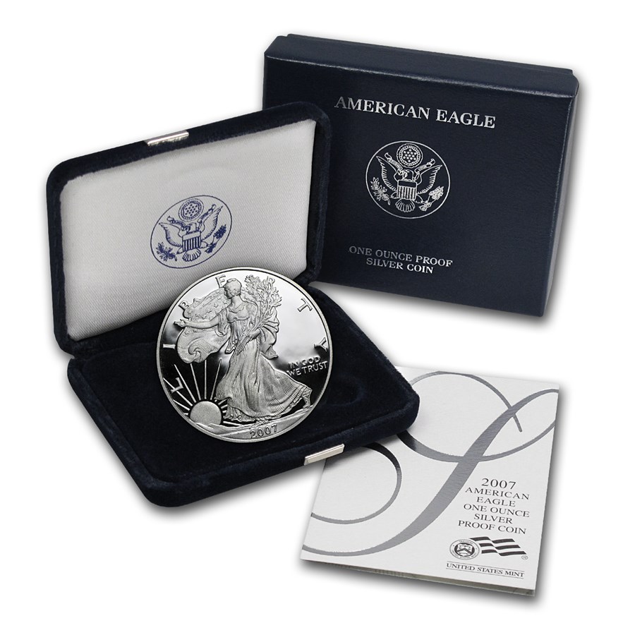 2007-w-1-oz-proof-american-silver-eagle-m-box-coa American Eagle 2007 Proof 1 oz