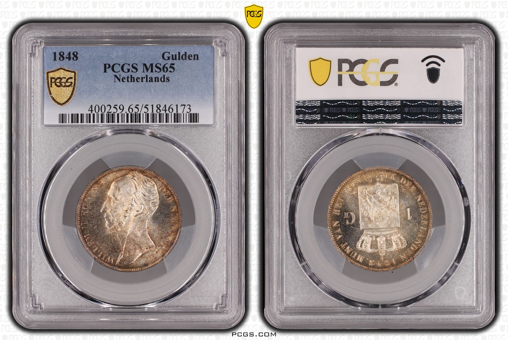 G35p7hjUnEKQ_Elila5dpQ 1 gulden 1848 MS65 PCGS Top Stuk