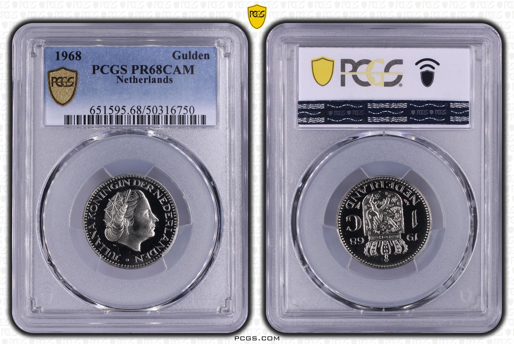 tGcX8yTf20CMxebvaBoOuQ Koningin Juliana nikkelen 1 gulden 1968 proof PR68 CAM PCGS gecertificeerd (Top pop 1/0)